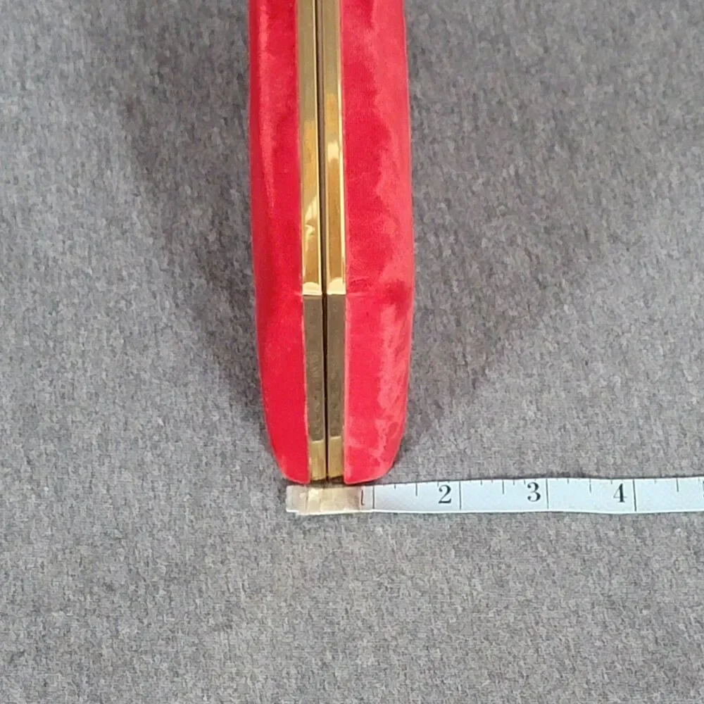 Vintage Mele Jewelry Box Red Velvet Hard Shell Travel Clam Case 7